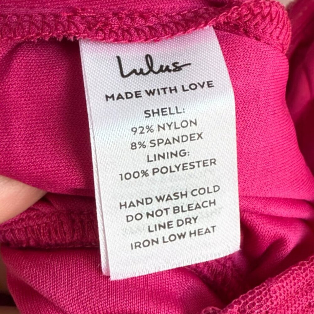 NWOT LULUS Magenta Pink Flirty Fashionista Mesh Bustier Long Sleeve Romper - Picture 6 of 11